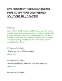 CVS PHARMACY TECHNICIAN LICENSE FINAL SCRIPT PAPER 2026 VERIFIED SOLUTIONS FULL CONTENT
