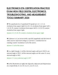 ELECTRONICS ETA CERTIFICATION PRACTICE EXAM HIGH-YIELD DIGITAL ELECTRONICS, TROUBLESHOOTIN