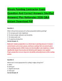Illinois Painting Contractor Exam Question And Correct Answers (Verified Answers)