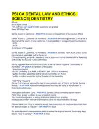 PSI CA DENTAL LAW AND ETHICS| SCIENCE| DENTISTRY