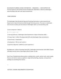 BELLINGHAM PLUMBING LICENSE EXAMINATION — RESIDENTIAL — CODE PORTION 200 Practice Questio