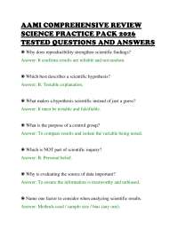 AAMI COMPREHENSIVE REVIEW SCIENCE PRACTICE PACK 2026 TESTED QUESTIONS AND ANSWERS