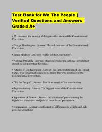 Test Bank for We The People | Verified Questions and Answers | Graded A+