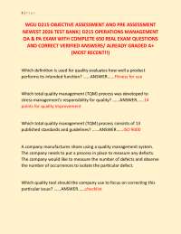 WGU D215 OBJECTIVE ASSESSMENT AND PRE ASSESSMENT NEWEST 2026 TEST BANK| D215 OPERATIONS M