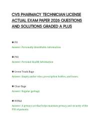 CVS PHARMACY TECHNICIAN LICENSE ACTUAL EXAM PAPER 2026 QUESTIONS AND SOLUTIONS GRADED A PL