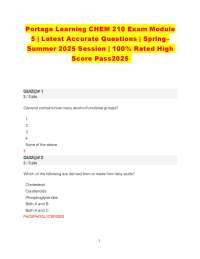 Portage Learning CHEM 210 Exam Module 5 | Latest Accurate Questions | Spring– Summer 2025