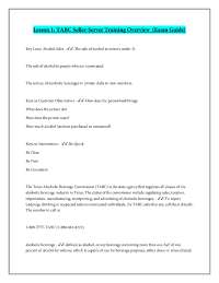 Lesson 1 - TABC Seller-Server Training Overview (Exam Guide)