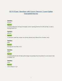 ALTA Exam | Questions with Correct Answers | Latest Update Guaranteed Success