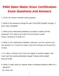 PADI Open Water Diver Certification Exam 2026 Actual Questions and Correct Answers 2027