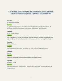 CALT study guide: acronyms and Researchers | Exam Questions with Correct Answers | Latest