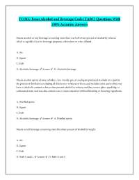 TCOLE Texas Alcohol and Beverage Code (TABC) Questions With 100% Accurate Answers