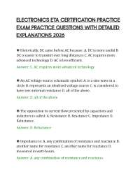 ELECTRONICS ETA CERTIFICATION PRACTICE EXAM PRACTICE QUESTIONS WITH DETAILED EXPLANATIONS