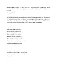 BELLINGHAM MECHANICAL SYSTEMS CERTIFICATION EXAM 200 Practice Questions with Verified Ans
