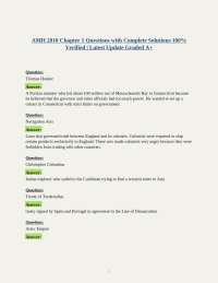 AMH 2010 Chapter 1 Questions with Complete Solutions 100% Verified | Latest Update Graded