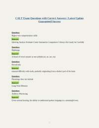 CALT Exam Questions with Correct Answers | Latest Update Guaranteed Success