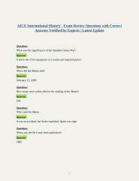 AICE International History - Exam Review Questions with Correct Answers Verified by Expert