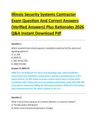Illinois Security Systems Contractor Exam Question And Correct Answers (Verified Answers