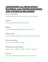ACCOUNTING 101 FINAL STUDY MATERIAL 2026 TESTED QUESTIONS AND ACCURATE SOLUTIONS