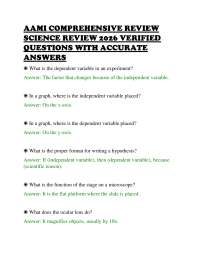 AAMI COMPREHENSIVE REVIEW SCIENCE REVIEW 2026 VERIFIED QUESTIONS WITH ACCURATE ANSWERS