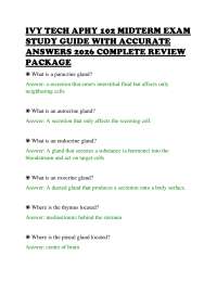 IVY TECH APHY 102 MIDTERM EXAM STUDY GUIDE WITH ACCURATE ANSWERS 2026 COMPLETE REVIEW PACK