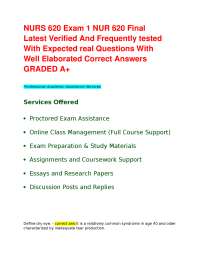 NUR 620 Final Latest Verified And Frequently tested With Expected real Questions With Wel