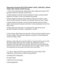 Rasmussen University NUR 2459 Module 6 (pdf) | 2026/2027 | Mental Health Q&A |