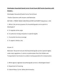 Washington Household Goods Carrier Permit Exam 200 Practice Questions with Answers.
