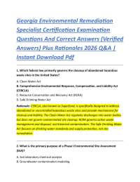 Georgia Environmental Remediation Specialist Certification Examination Questions