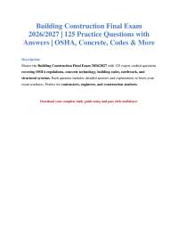 Building Construction Exam 2026/2027: 125 Questions & Answers