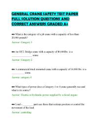 GENERAL CRANE SAFETY TEST PAPER FULL SOLUTION QUESTIONS AND CORRECT ANSWERS GRADED A+