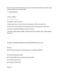 American Samoa Plumbing Contractor Licensing – Residential Exam 200 Practice Questions wit