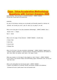 CEPA Value Acceleration Methodology Questions with Correct Answers 2026 | Complete Exam Pr