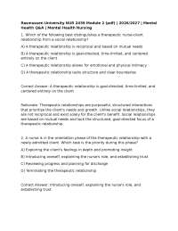 Rasmussen University NUR 2459 Module 2 (pdf) | 2026/2027 | Mental Health Q&A |