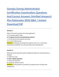 Georgia Zoning Administrator Certification Examination Questions And Correct Answers