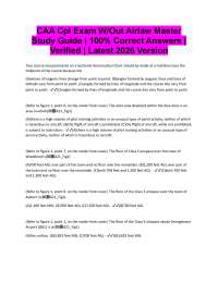 CAA CPL Exam W/O Airlaw Master Study Guide | 100% Correct Verified 2026 Version (TestBank)