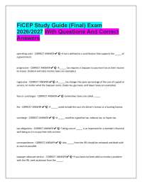FiCEP Study Guide (Final Exam) 2026/2027 with Questions and Correct Answers – Complete Fir