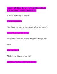 Guam Written Drivers Test Questions & Answers Latest 2026/2027