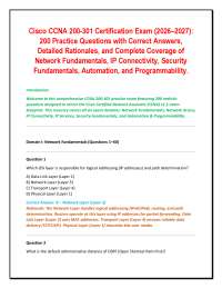 Cisco CCNA 200-301 Certification Exam (2026–2027): 200 Practice Questions with Correct An