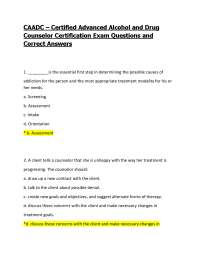 CAADC – Certified Advanced Alcohol and Drug Counselor Certification Exam Questions and Ans