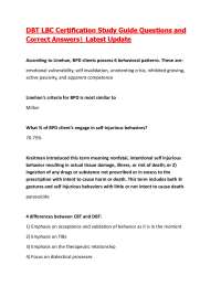 DBT LBC Certification Study Guide Questions and Correct Answers| Latest Update