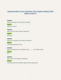 Animal Nutrition: Exam 3 Questions with Complete Solutions 100% Solved | Grade A+