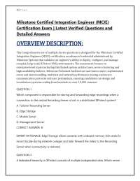 Milestone Certified Integration Engineer (MCIE) Certification Exam | Latest Detailed Q&A