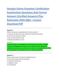 Georgia Claims Examiner Certification Examination Questions And Correct Answers