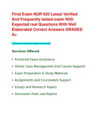 Final Exam NUR 620 Latest Verified And Frequently tested exam With Expected real Questions
