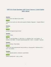 ANP 1111 Exam Questions with Correct Answers | Latest Update 100% Solved