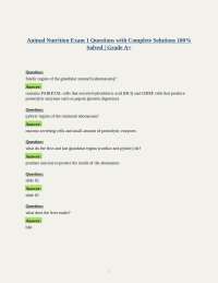 Animal Nutrition Exam 1 Questions with Complete Solutions 100% Solved | Grade A+
