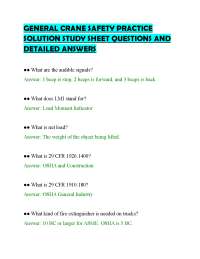 GENERAL CRANE SAFETY PRACTICE SOLUTION STUDY SHEET QUESTIONS AND DETAILED ANSWERS