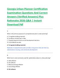 Georgia Urban Planner Certification Examination Questions And Correct Answers
