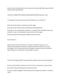American Samoa Roofing Contractor Licensing Commercial Exam 200 Practice Questions With V