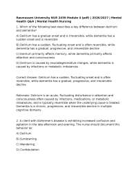 Rasmussen University NUR 2459 Module 4 (pdf) | 2026/2027 | Mental Health Q&A |